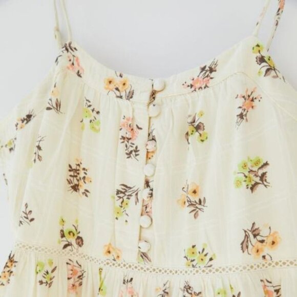Urban Outfitters UO Honey Tiered Frock Mini Dress Cream Floral Size Small - Picture 3 of 10